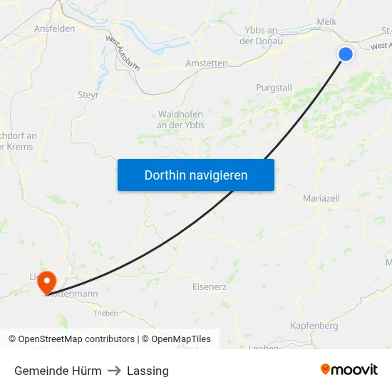Gemeinde Hürm to Lassing map
