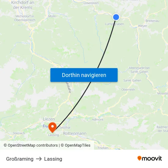 Großraming to Lassing map