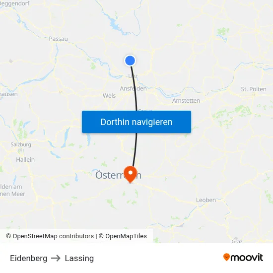 Eidenberg to Lassing map