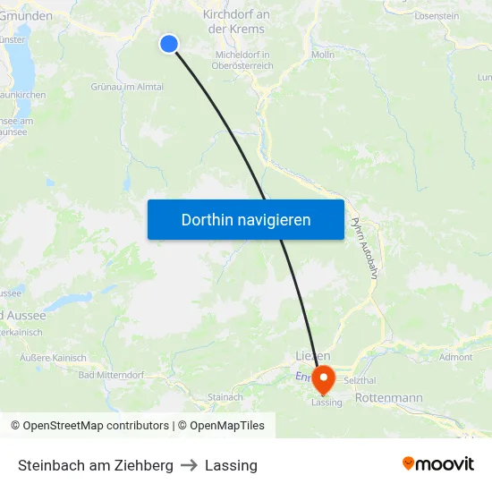 Steinbach am Ziehberg to Lassing map