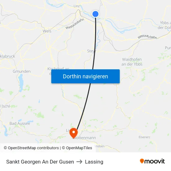 Sankt Georgen An Der Gusen to Lassing map