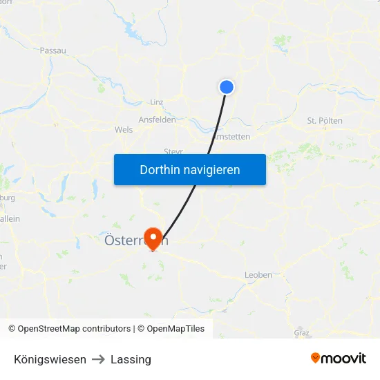 Königswiesen to Lassing map