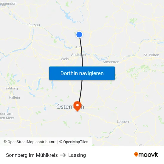 Sonnberg Im Mühlkreis to Lassing map