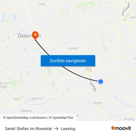 Sankt Stefan Im Rosental to Lassing map