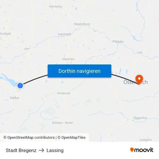Stadt Bregenz to Lassing map