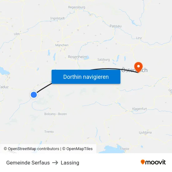 Gemeinde Serfaus to Lassing map