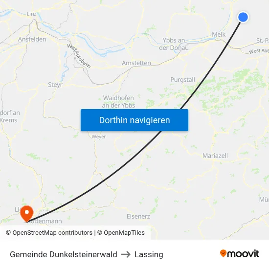 Gemeinde Dunkelsteinerwald to Lassing map