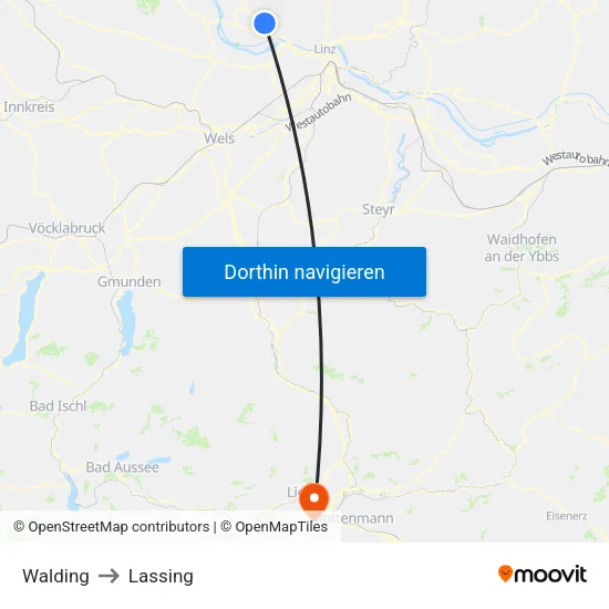 Walding to Lassing map