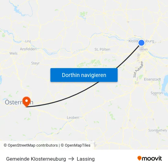 Gemeinde Klosterneuburg to Lassing map