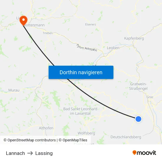 Lannach to Lassing map