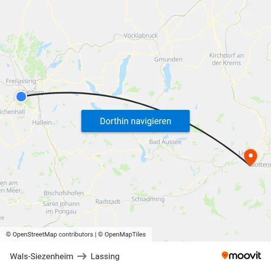 Wals-Siezenheim to Lassing map