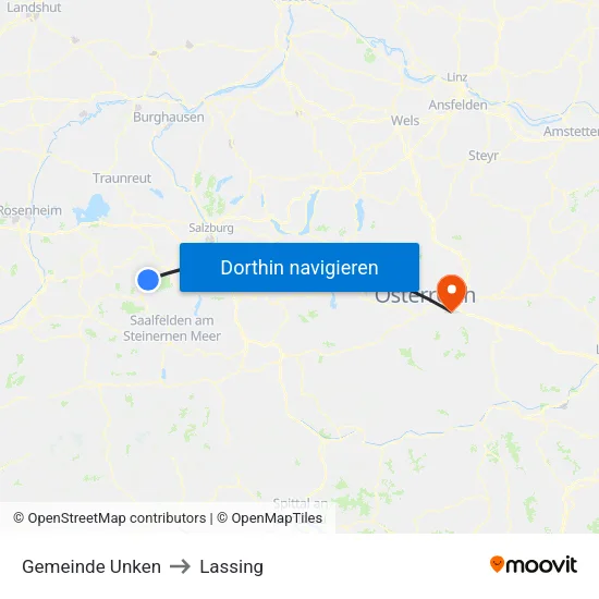 Gemeinde Unken to Lassing map
