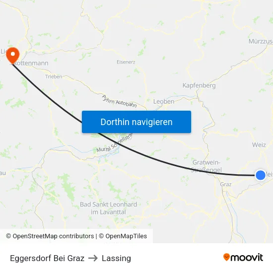 Eggersdorf Bei Graz to Lassing map