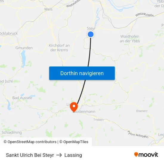 Sankt Ulrich Bei Steyr to Lassing map