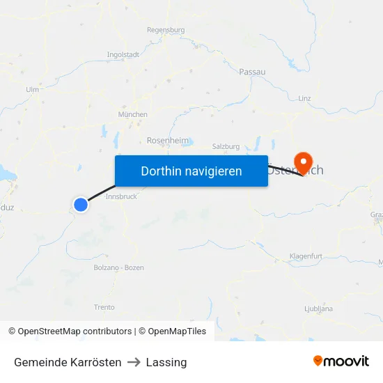 Gemeinde Karrösten to Lassing map