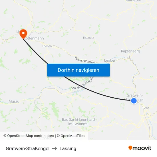Gratwein-Straßengel to Lassing map
