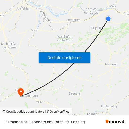 Gemeinde St. Leonhard am Forst to Lassing map