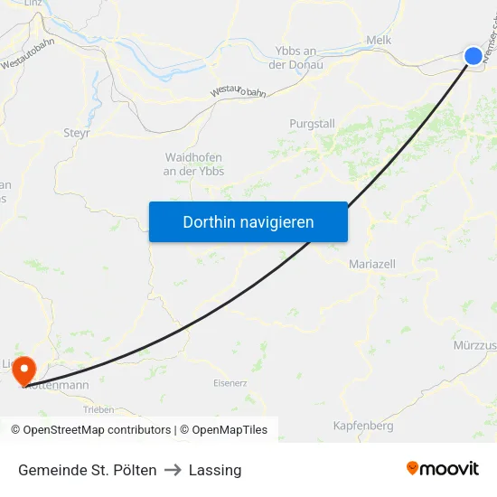 Gemeinde St. Pölten to Lassing map