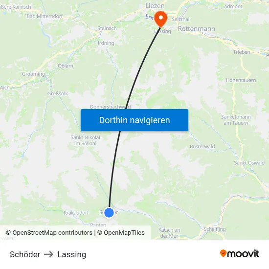 Schöder to Lassing map