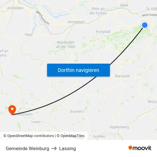 Gemeinde Weinburg to Lassing map