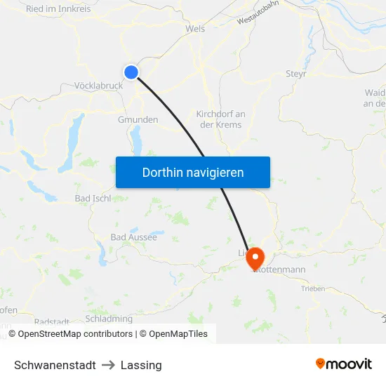 Schwanenstadt to Lassing map
