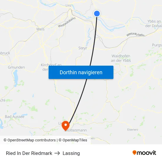Ried In Der Riedmark to Lassing map