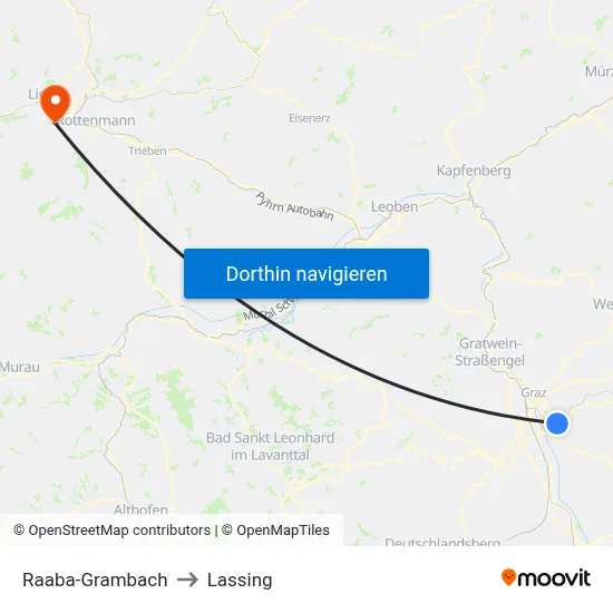 Raaba-Grambach to Lassing map