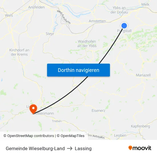 Gemeinde Wieselburg-Land to Lassing map