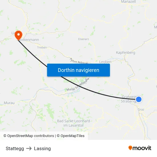 Stattegg to Lassing map