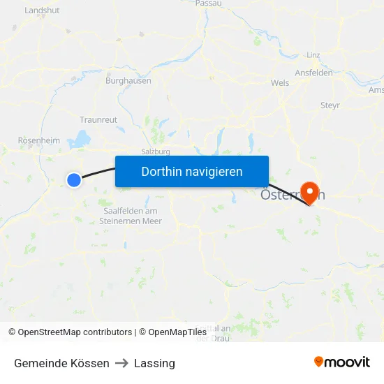 Gemeinde Kössen to Lassing map