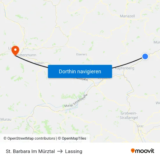 St. Barbara Im Mürztal to Lassing map