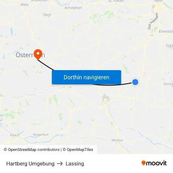Hartberg Umgebung to Lassing map