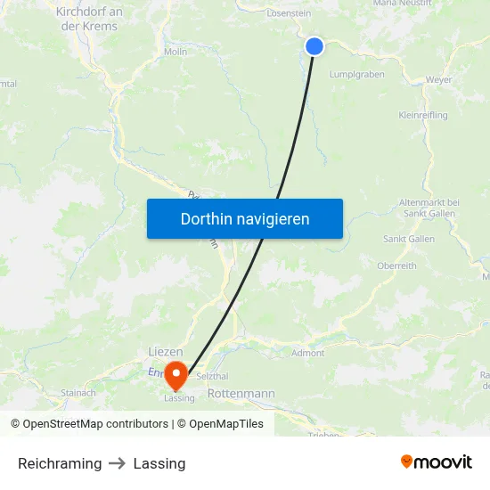 Reichraming to Lassing map