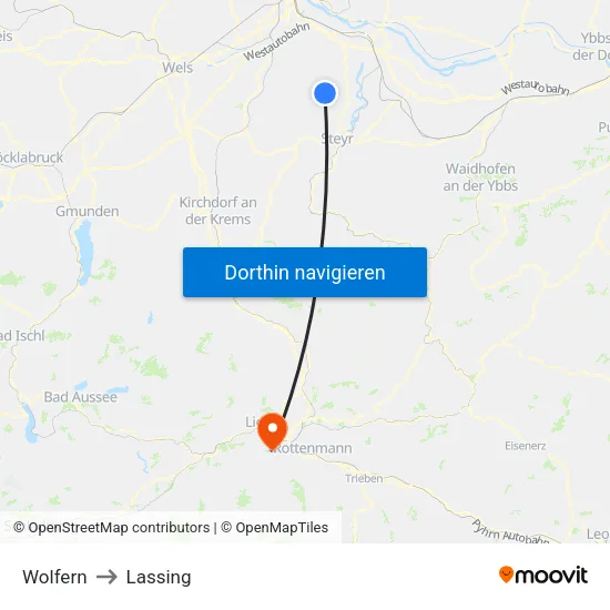 Wolfern to Lassing map