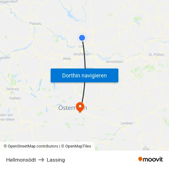 Hellmonsödt to Lassing map