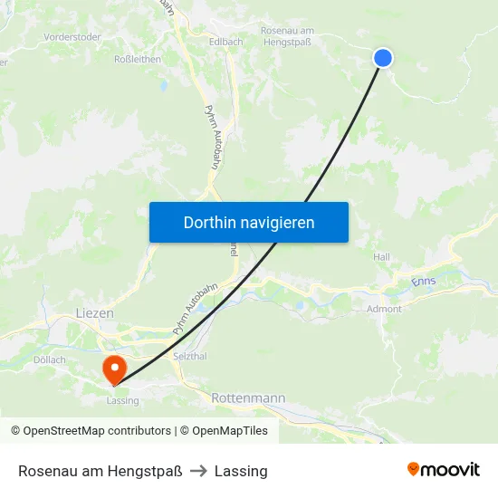 Rosenau am Hengstpaß to Lassing map