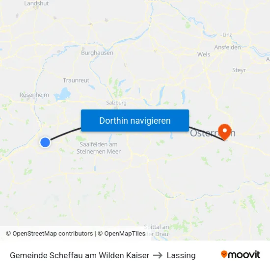 Gemeinde Scheffau am Wilden Kaiser to Lassing map