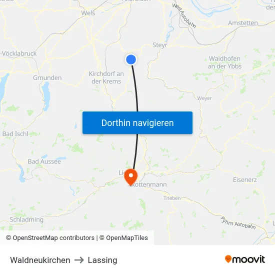 Waldneukirchen to Lassing map