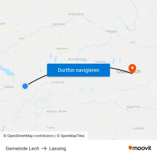 Gemeinde Lech to Lassing map