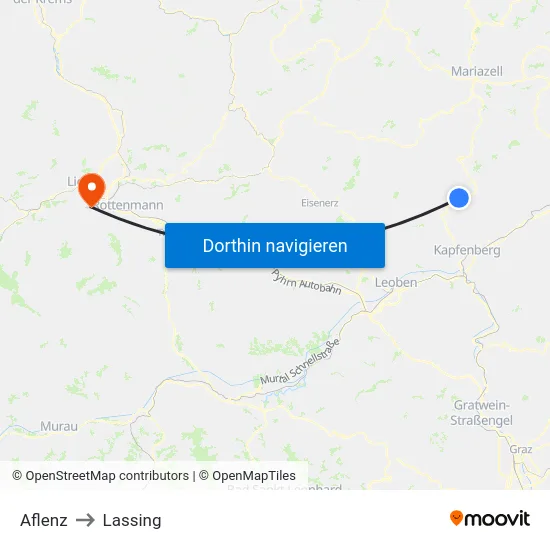 Aflenz to Lassing map