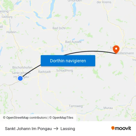 Sankt Johann Im Pongau to Lassing map