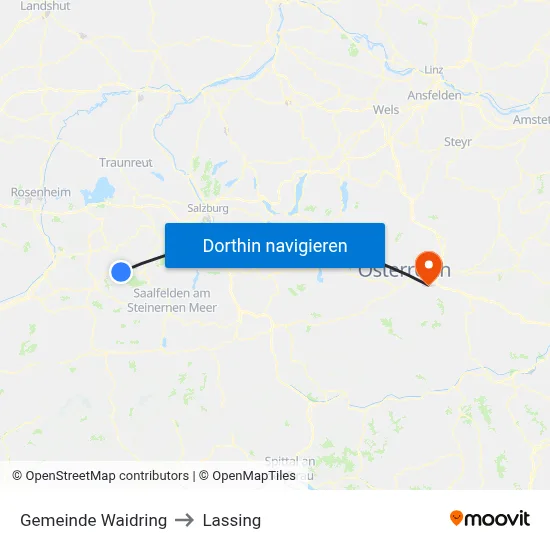 Gemeinde Waidring to Lassing map