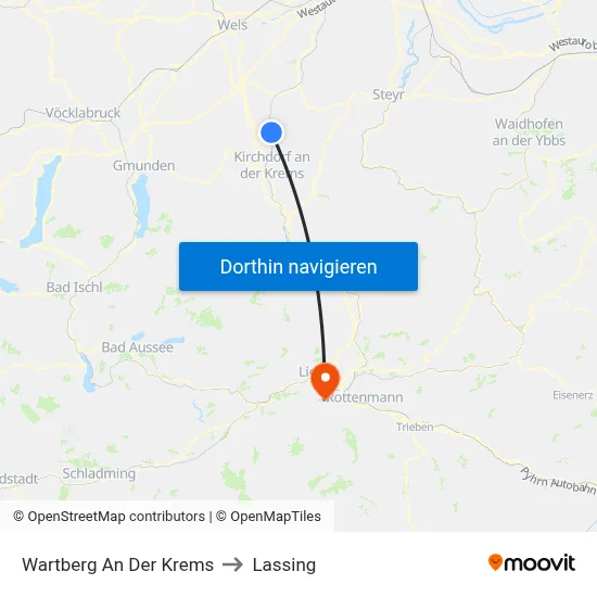 Wartberg An Der Krems to Lassing map