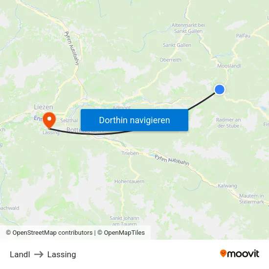 Landl to Lassing map