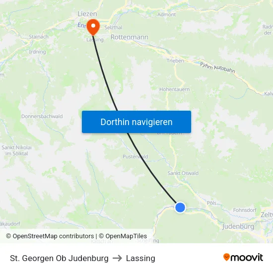 St. Georgen Ob Judenburg to Lassing map