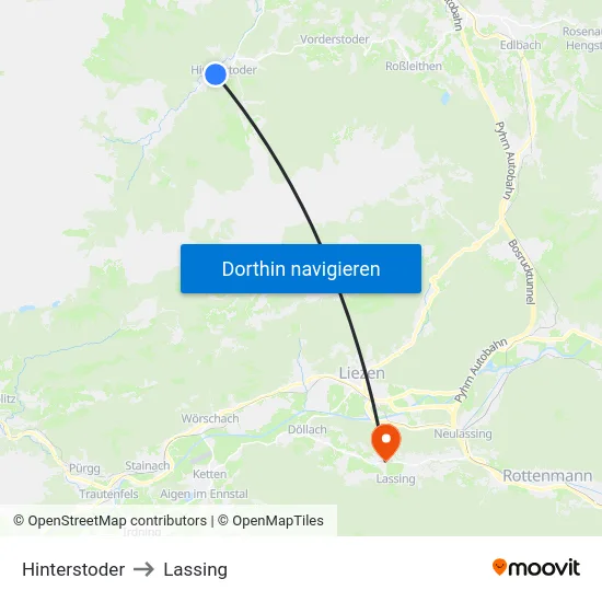 Hinterstoder to Lassing map