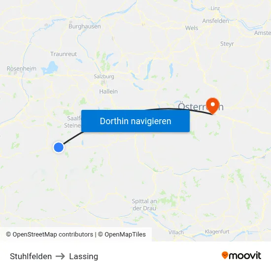 Stuhlfelden to Lassing map