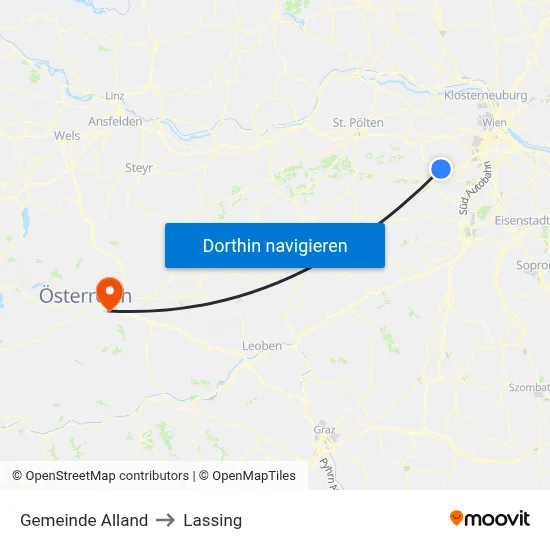 Gemeinde Alland to Lassing map