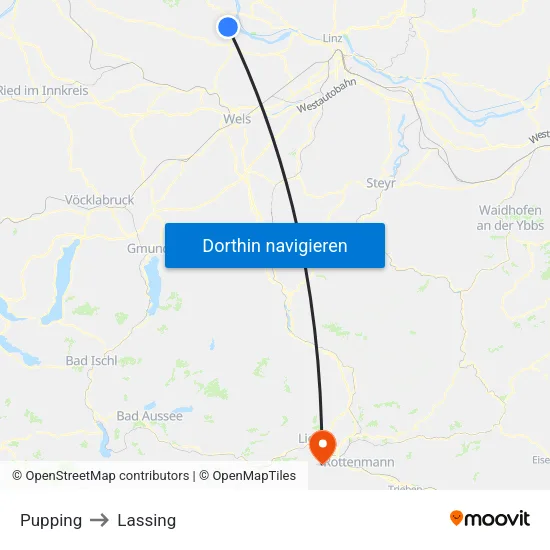 Pupping to Lassing map