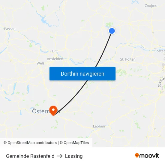Gemeinde Rastenfeld to Lassing map